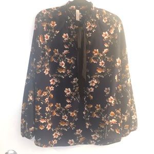 Navy Blue Floral Blouse